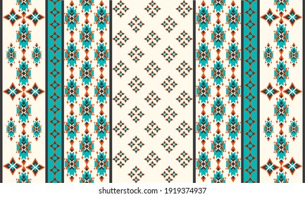 Patrón étnico decorativo sin fisuras vectorial. Motivos indios americanos. Diseño para fondo, alfombra, papel pintado, ropa, envoltura,Batik,tela,Ilustración vectorial.estilo bordado.