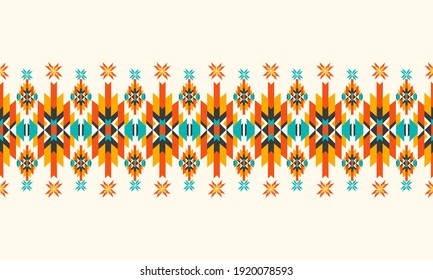 Vector seamless decorative ethnic pattern. American indian motifs. Design for background,carpet,wallpaper,clothing,wrapping,Batik,fabric,Vector illustration.embroidery style.