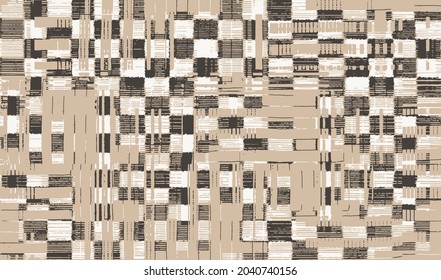 Vector Seamless Decorative Ethnic pattern. Native African Motifs. Background with Tribal Ornament, Gingham Spots. Print for fashion, textile, paper and cover. Hand drawn illustration antique effect