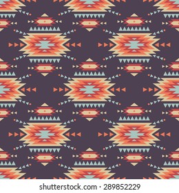 Vector seamless decorative ethnic pattern. American indian motifs. Background with aztec tribal ornament.