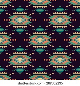 Vector seamless decorative ethnic pattern. American indian motifs. Background with aztec tribal ornament.