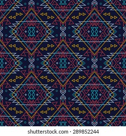 Vector seamless decorative ethnic pattern. American indian motifs. Background with aztec tribal ornament.