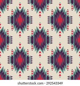 Vector seamless decorative ethnic pattern. American indian motifs. Background with aztec tribal ornament.