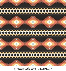 Vector seamless decorative ethnic pattern. American indian motifs. Background with aztec tribal ornament, bright gamma