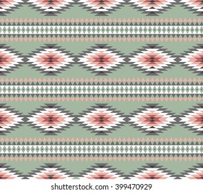 Vector seamless decorative ethnic pattern. American indian motifs. Background with aztec tribal ornament. pale gamma