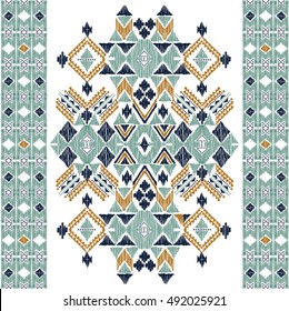 Vector seamless decorative ethnic pattern. American indian motifs. Background with aztec tribal ornament. Print for fashion, textile, paper and cover. Hand drawn illustration.