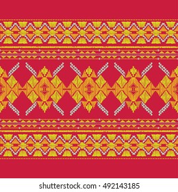Vector seamless decorative ethnic pattern. American indian motifs. Background with aztec tribal ornament. Print for fashion, textile, paper and cover. Hand drawn elements, colorful illustration.