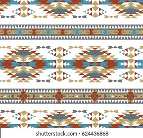 Vector seamless decorative ethnic pattern. American indian motifs. Background with aztec tribal ornament. pale gamma. Aztec Pattern.