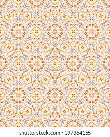 Vector seamless decorative orange and blue mosaic kaleidoscopic background