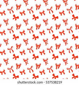 Vector seamless decorative pattern with bows. Perfect for winter invitations, Christmas and New Year greeting cards, decorations, wallpaper, gift paper.