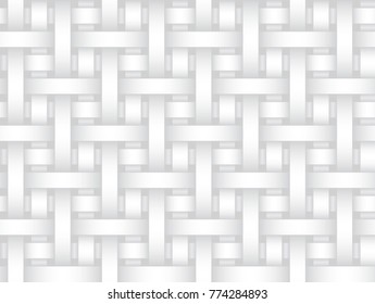 Vector seamless decorative pattern of braided ribbons. White texture.