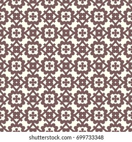 Vector seamless decorative pattern for wallpaper, textile, paper and other materials. Abstract brown ornament on a light background