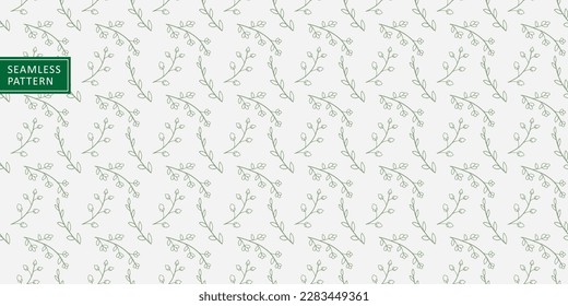 Vector seamless delicate pattern with green branches, flowers and leaves for textiles, dishes, wrapping paper, covers, backgrounds and wallpapers