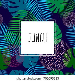 vector seamless dense tropical leaves pattern. palm leaf, monstera leaves, philodendron. modern summer jungle plants background allover print