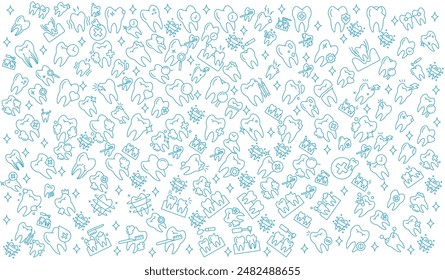 Vector seamless dental pattern with line icons