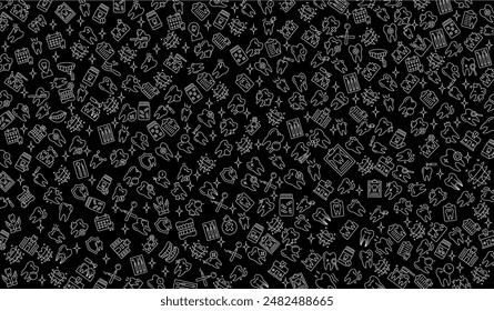 Vector seamless dental pattern with line icons