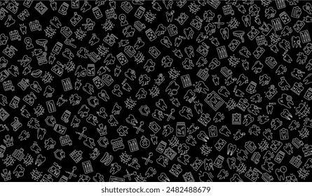 Vector seamless dental pattern with line icons