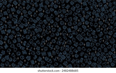 Vector seamless dental pattern with line icons