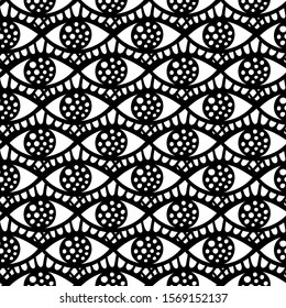 vector seamless design. beautiful abstract eyes with ling eyelashes. repeating pattern