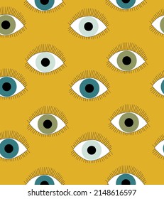 Vector seamless design with cartoon eyebolls, good for poster, wall design, surface decoration and more