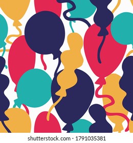 Vector seamless design colorful pattern of celebration balloons on white