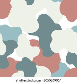 Vector seamless design illustration pattern of abstract shapes clouds in pastel boho colors. The design is perfect for wallpaper, wrapping paper, backgrounds, textiles, decorations, packaging.