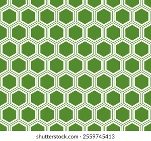 Vector seamless design. Olive Drab color on matching background. Hexagon mosaic pattern with inner solid cells. Hexagonal cells. Seamless design. Tileable vector illustration.