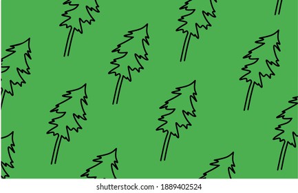 Vector seamless design of tree isolated on green background. Design for design resources, landing page, natural theme, web design, wall decoration. Background and textures. 