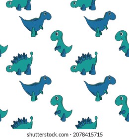 Vector seamless dinosaur pattern. Cute cartoon characters. Nice illustration for kids print, fabric, wallpaper, decor.