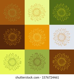 Vector seamless dising with sunflower plaid