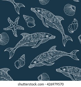 Vector Seamless Dolphin Pattern