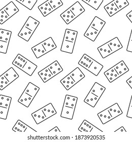 Vector seamless domino pattern. Texture of domino dice in a linear style.