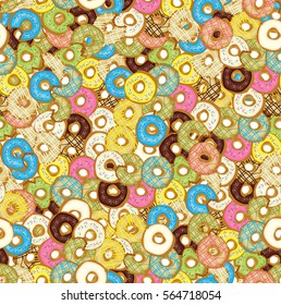 Vector seamless donuts pattern.