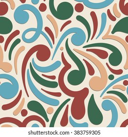 Vector Seamless Doodle Bright Floral Pattern
