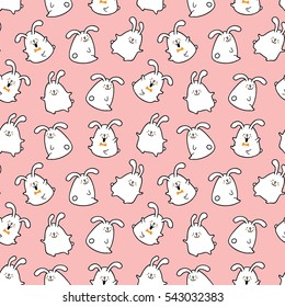  Vector seamless doodle easter pattern with bunnies for wallpaper, web page background, surface textures, textile, fabrics, wrapping papers