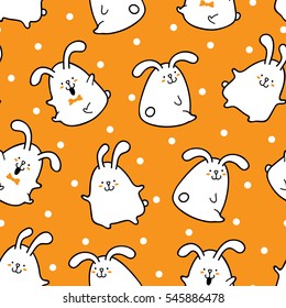  Vector seamless doodle easter pattern with Easter bunnies for wallpaper, web page background, surface textures, textile, fabrics, wrapping papers