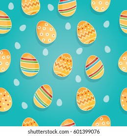 Vector seamless doodle easter pattern with Easter eggs for easter background