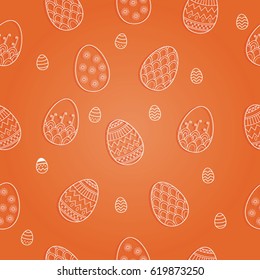 Vector seamless doodle easter pattern with Easter eggs for easter background