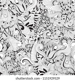 Vector Seamless Doodle Floral Pattern