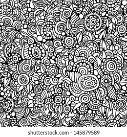 vector seamless doodle floral pattern