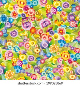 Vector seamless doodle floral pattern