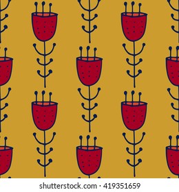Vector Seamless Doodle Floral Pattern
