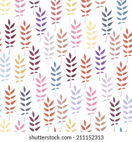vector seamless with doodle leaves, floral ornament
