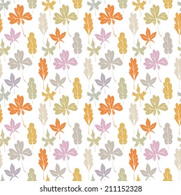 vector seamless with doodle leaves, floral ornament