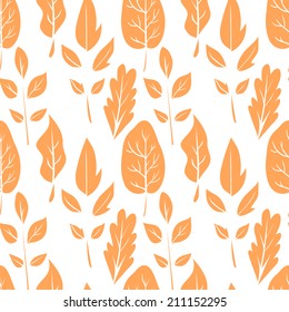 vector seamless with doodle leaves, vector illustration