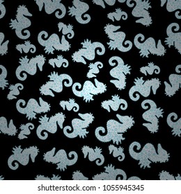 Vector. Seamless Doodles black, white and blue on colors. Stylish fabric pattern. Vintage.
