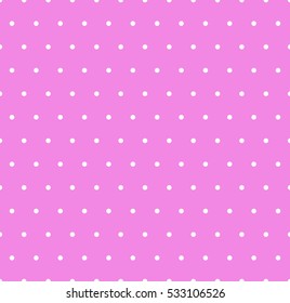 Vector seamless dots pattern. Pink background. White circle. Vintage fond. EPS 8. Abstract repeating texture.