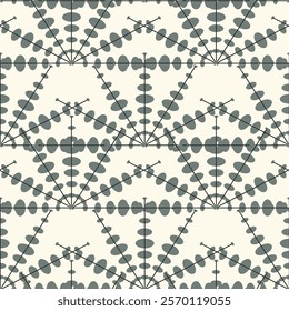 Vector seamless drawing. Modern floral texture. Repetition of an abstract background with circles