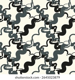Desenho de vetor sem emenda. Textura moderna e elegante. Plano de Fundo Abstrato de Repetição com Linha Emaranhada