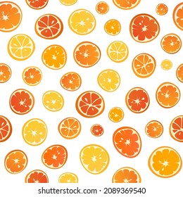 vector seamless drawn pattern of oranges, grapefruits and lemons for backgrounds, ornaments and prints